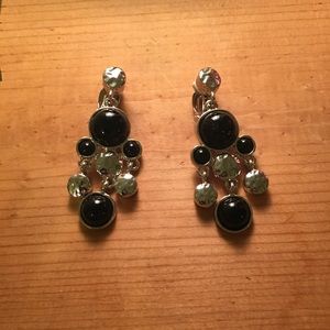 Black dangling clip on earrings